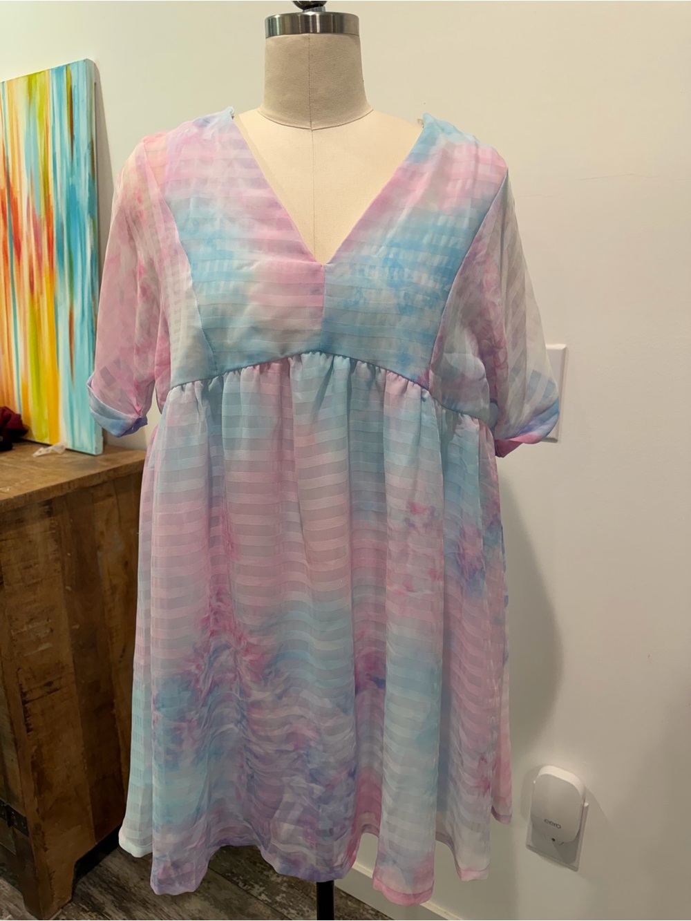entro Pastel Tie-Dye Mini Dress in Pink & Blue
